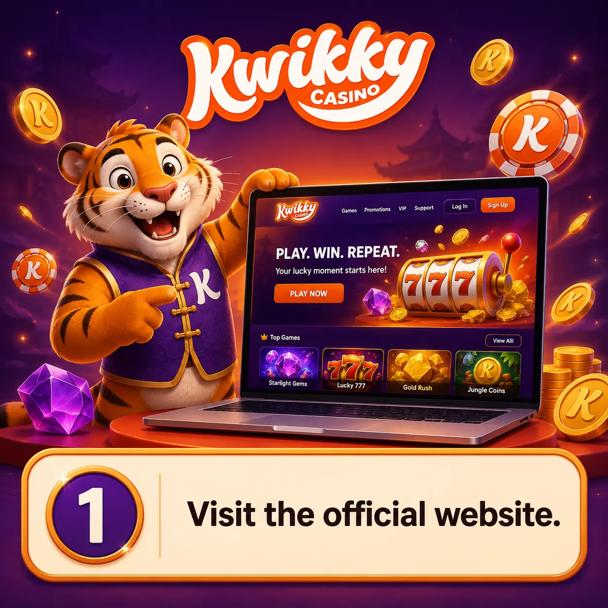 Visit the official Kwikky Casino website