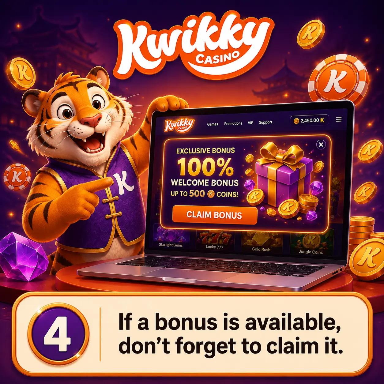 Claim a Kwikky Casino bonus